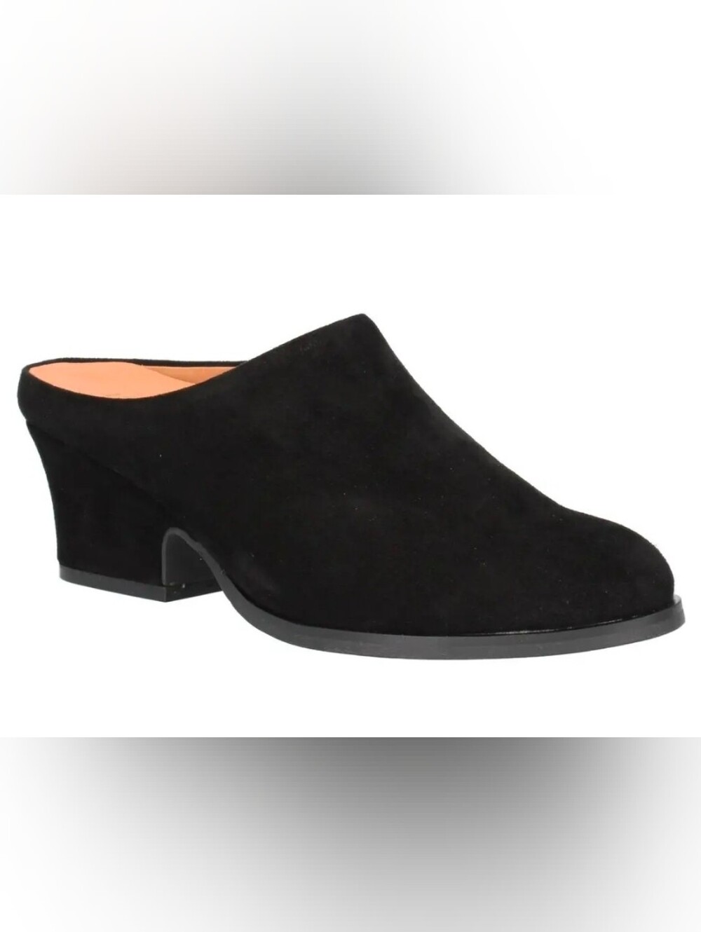Women's Black Suede Slip-On Mule with Low Block Heel Sz6.5 Gentle Used